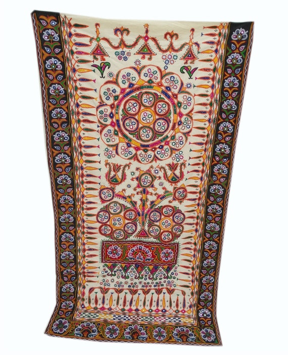 Antique Tapestry Traditional Mirror Work Wall Hanging Etsy