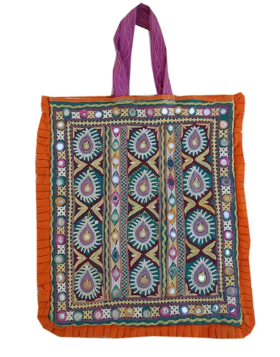 Vintage Handmade Kutchi Tote Bags Indian Hand Embr