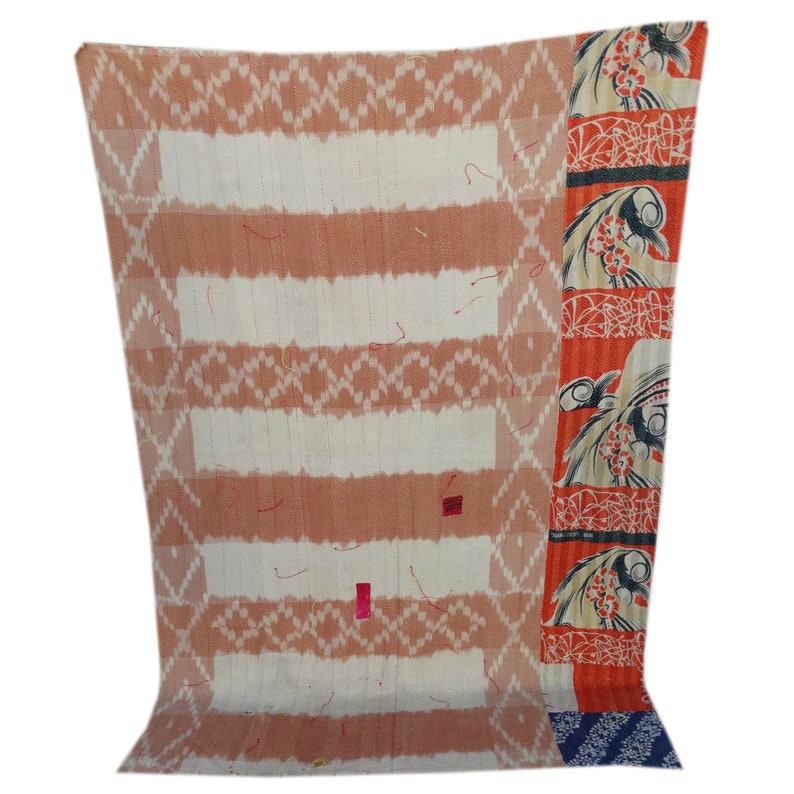 Hand Embroidered Kantha Bedspread Vintage Indian Quilt