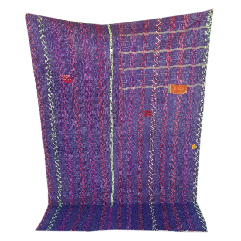 Hand Embroidered Kantha Bedspread Vintage Indian Quilt