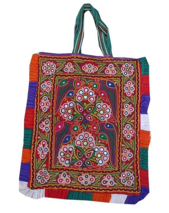 Antique Hand Embroidered Gypsy Mirror Work Hand Ba