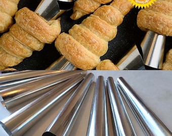 10 Uds. De conos grandes de acero inoxidable para hornear, molde para rollo de tubo, croissants en espiral