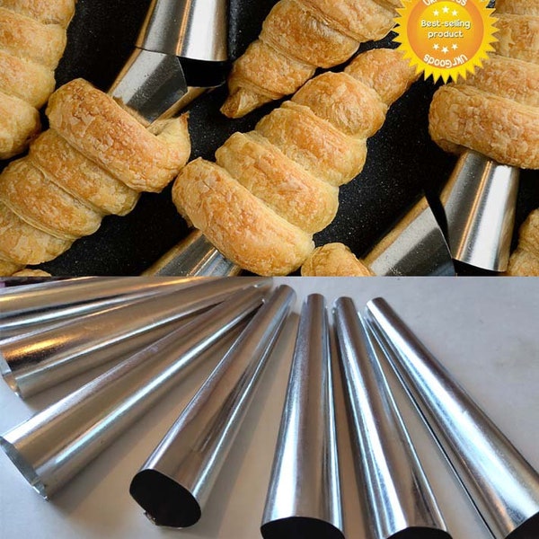 10 pcs Big Baking Stainless Steel Cones Tube Roll Mold Spiral Croissants