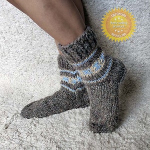 Einzigartige Schafwolle Socken 100% natürlich Warm Handgemacht Lässig Alle Größen Neu Bild 4