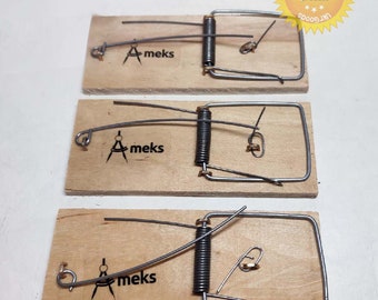 3 x Wooden Mouse Traps Mice Rodent Control Snap Pest Stop Original New Ameks