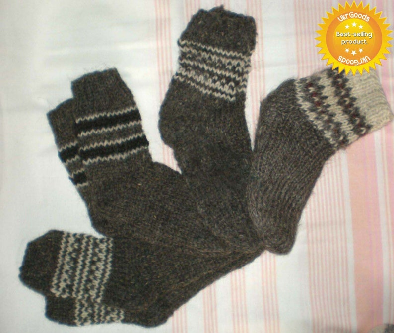 Unique Sheep's Wool Socks 100% Natural Warm Handmade Casual All Sizes New zdjęcie 5