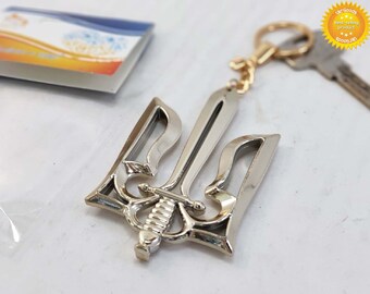 D'origine Portachiavi Con Tridente Ucraino In Lega Di Zinco - Simbolo Nazionale, 9 Cm, Antiruggine, Compatto E Maneggevole, Regalo Per Ucraini