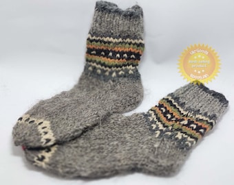 Seltene Schafwolle Socken Natürlich Warm Handgemacht Lässig Alle Größen Neu #2