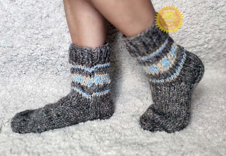 Unique Sheep's Wool Socks 100% Natural Warm Handmade Casual All Sizes New zdjęcie 6