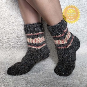Unique Sheep's Wool Socks 100% Natural Warm Handmade Casual All Sizes New zdjęcie 3