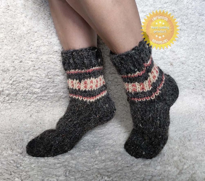 Unique Sheep's Wool Socks 100% Natural Warm Handmade Casual All Sizes New zdjęcie 3