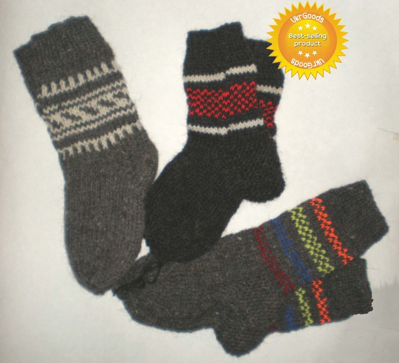 Unique Sheep's Wool Socks 100% Natural Warm Handmade Casual All Sizes New zdjęcie 9