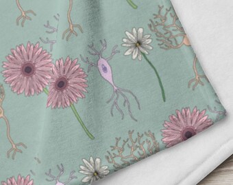 Manta de neuronas y flores, regalo científico