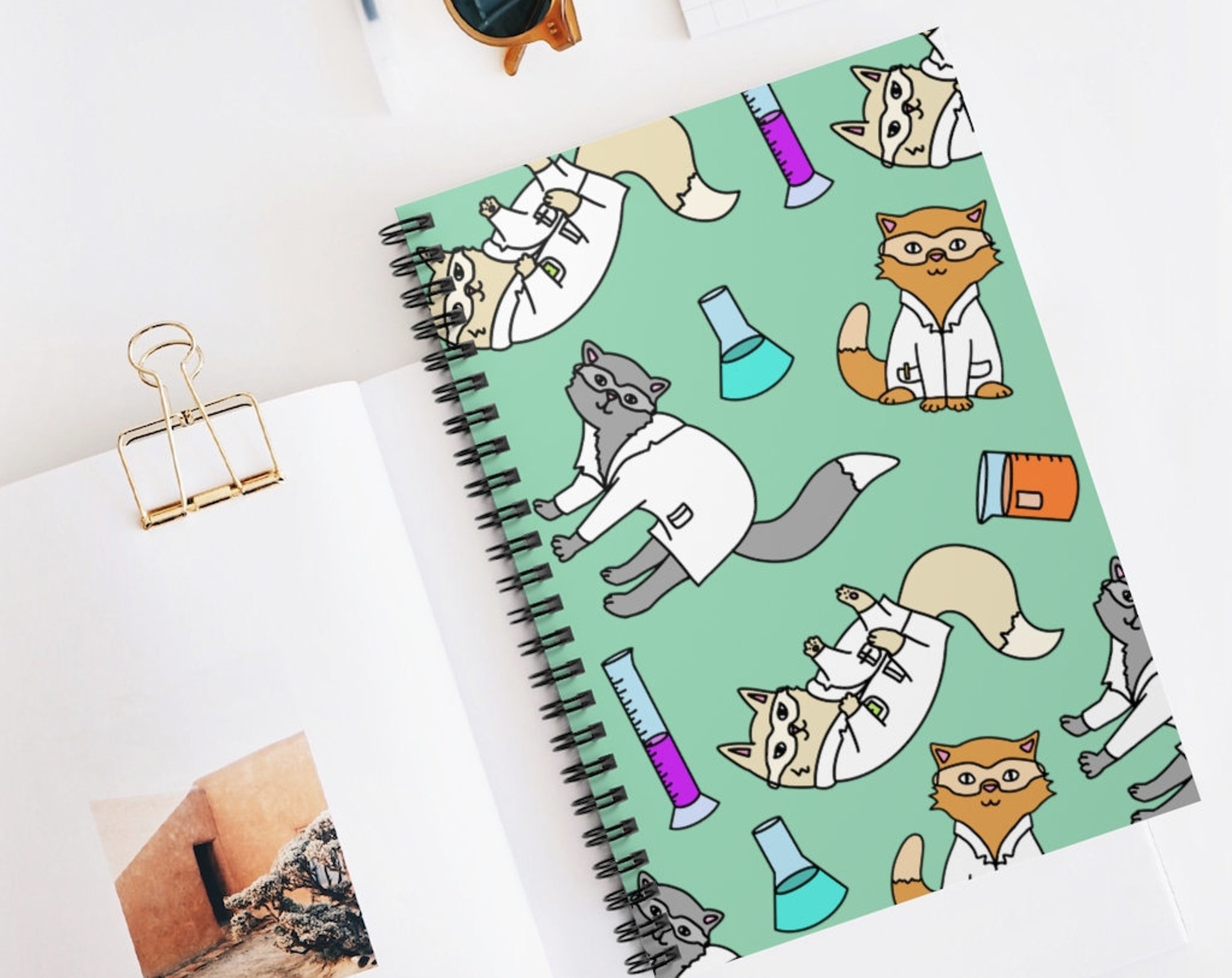 Lab Cats Spiral Notebook - Ruled Line, Science Gifts, Graduation Gift, Laboratory Scientist