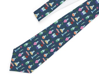 Corbata de equipo de laboratorio botánico, profesor de ciencias, química, regalo científico, biología, laboratorio escolar, graduación