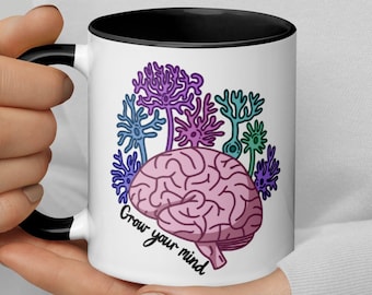 Taza "Desarrolla tu mente", regalo de neurociencia, taza de cerámica colorida