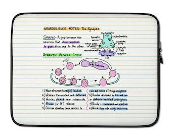Neuroscience Notes: Synapse Laptop Sleeve, Neurology Gifts, Graduation Gift, Psychology Student, Brain, Neuron, College