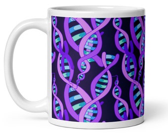 Purple DNA Ceramic Mug, Science Biology Gift