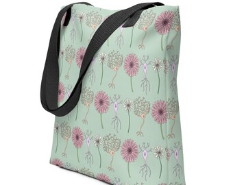 Bolso de tela con diseño de nervios y flores, regalo científico.