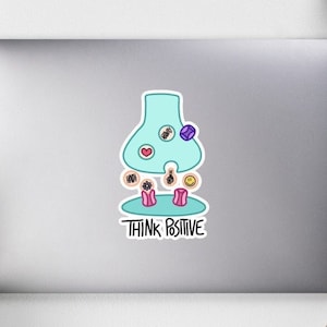 Think Positive Synapse Kiss Cut Sticker, Neuroscience, Neurology Gift, Graduation, Psychology Gifts, PhD, Neuron, Cute, Science Teacher