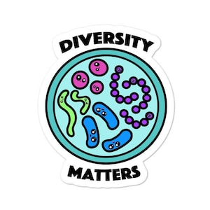 Diverse Bacteria Kiss Cut Sticker, Cute Microbes, Microbiology, Biology Gifts, Graduation Gift, Diversity, Lab, Laboratory, Science Nerd