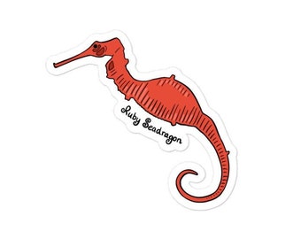 Ruby Seadragon Sticker, Biología Marina, Profesor de Ciencias, Caballito de Mar, Náutica, Playa, Costera, STEM