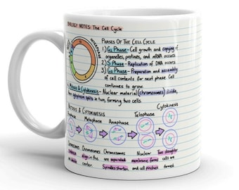 Notas de biología: Taza del ciclo celular, Regalo de graduación, Regalos para biólogos, Profesor de ciencias, Microbiología, Laboratorio, Células, Científico,