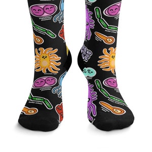 Arten von Bakterien Socken, Mikrobiologie, Biologie Geschenke, Abschlussgeschenk, Wissenschaft Nerd, Virologie, niedlich, Labor, STEM