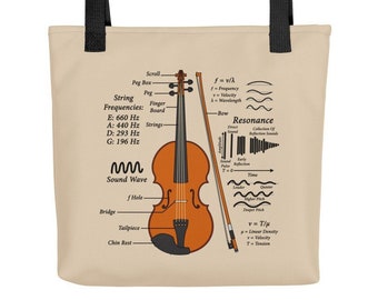 Physics of Violin Tote Bag, Musician STEM Gift
