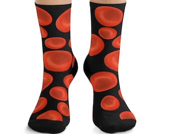 Calcetines de glóbulos rojos, regalo científico de biología