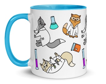 Taza de colores con gatos de laboratorio, regalo científico, STEM, bioquímica