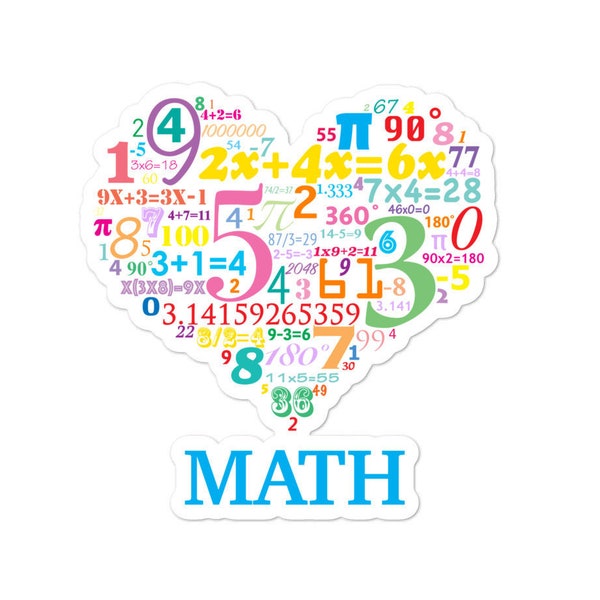 Heart Math Kiss Cut Sticker, Mathematics, Maths Teacher, School, College, Science Stickers, Physics, Physicist gift, nerdy gifts, astrophysi