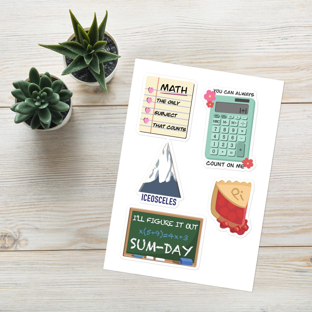 Cute Math Puns Sticker Sheet, Mathematics, Math Teacher, Maths ...