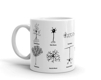Neuron Types Mug, Neuroscience, brain, mug life, science mug, geeky mug, nerdy, back to college, neuroscience gifts,
