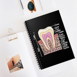 Tooth Diagram A5 Spiral Notebook Ruled Line, Dentist Gifts, Graduation Gift, Dental Hygienist, Teeth, Dentistry, Student, College Nerd