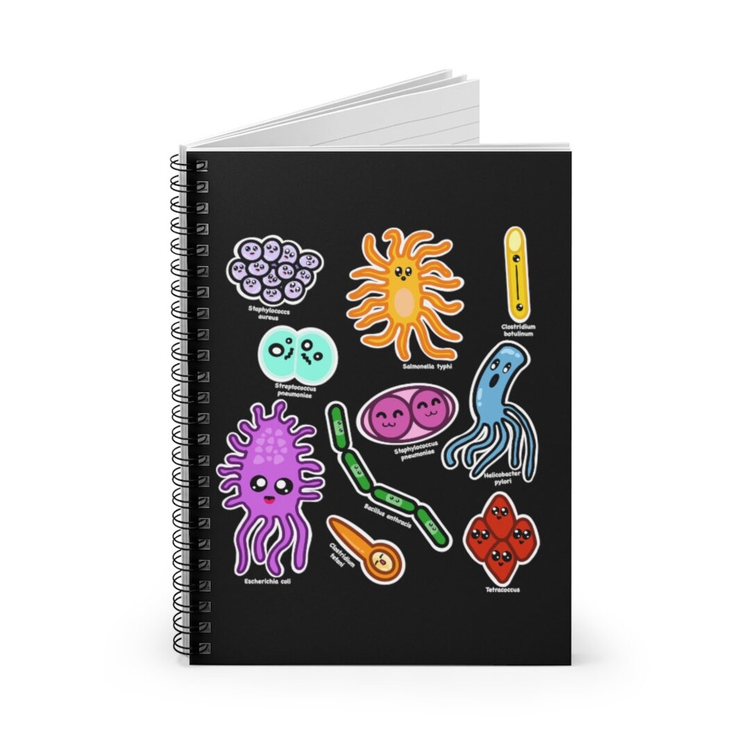 Types of Bacteria A5 Spiral Notebook Kawaii Microbes - Etsy