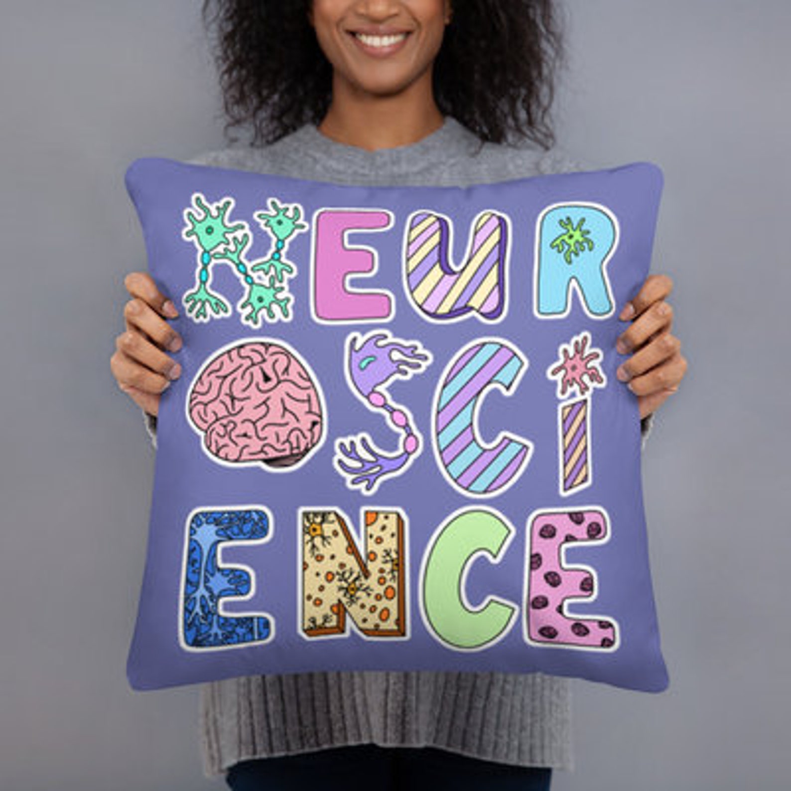 Pastel Neuroscience Pillow Neurology Gifts Science Teacher Etsy