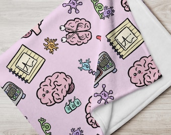 Cute Neuroscience Throw Blanket, Neurology Gift, Science Teacher, Biology Student, Dorm Room, Home warming, Graduation Gifts, Neuron, Brain