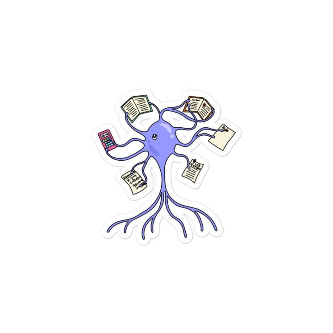 Neurology Sticker Smart Neuron Kiss Cut Sticker, Neuroscience, Neurology Gifts ...