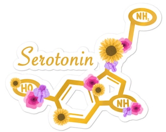 Pegatina de molécula de serotonina floral: regalo de neurociencia