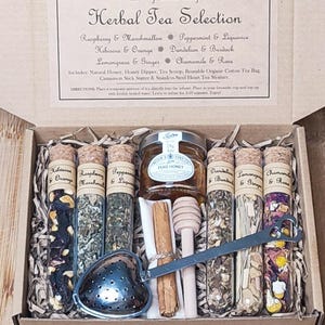Herbal Tea Gift Set. The Perfect Gift for Tea Lovers. Herbal Tea Selection with optional Tea Strainer