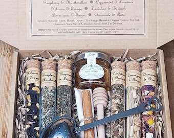 Kräutertee Geschenk-Set. Das perfekte Geschenk für Teeliebhaber. Kräutertee-Auswahl mit optionalem Teesieb