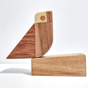Wooden Bird Decor - Minimalist Handmade Sculpture