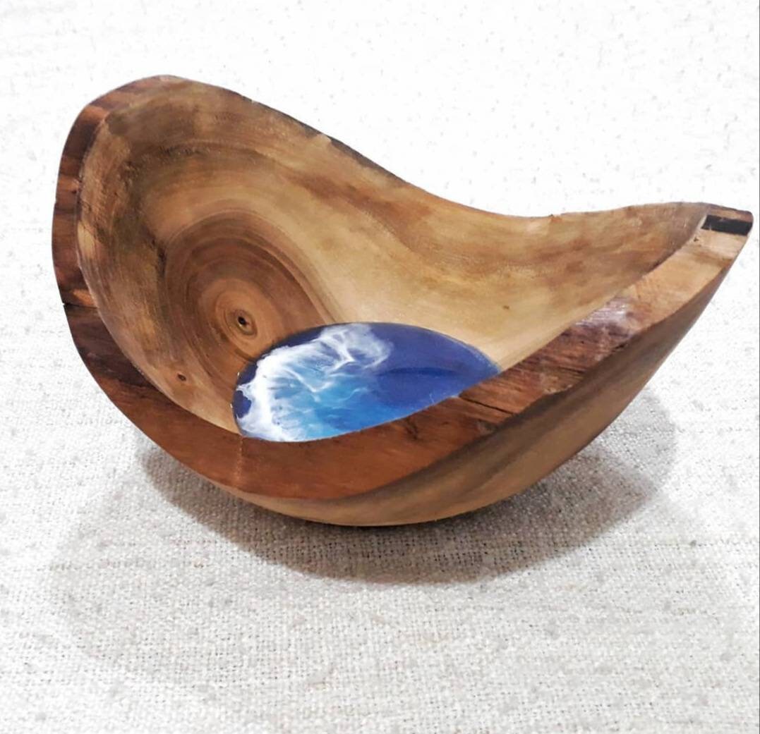 Wood and Epoxy bowl ocean resinart handmade bowl Etsy