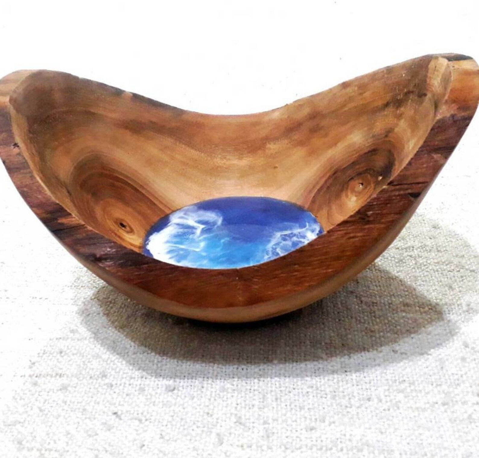 Wood and Epoxy bowl ocean resinart handmade bowl Etsy