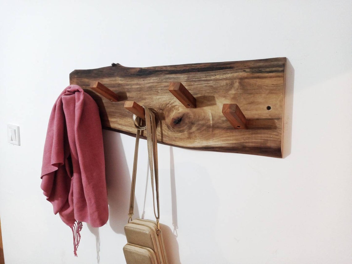 Wall hanger for clothes Wooden clothes hook Live edge wood Etsy