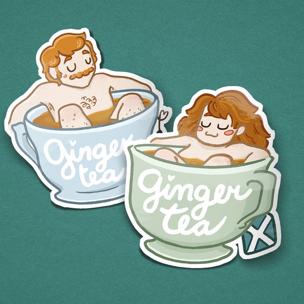 Ginger Tea | Cute Scottish Redhead Vinyl Sticker | 10x10cm