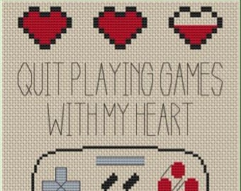 Quit Playing Games ~ Snarky Retro Gamer Cross Stitch Pattern