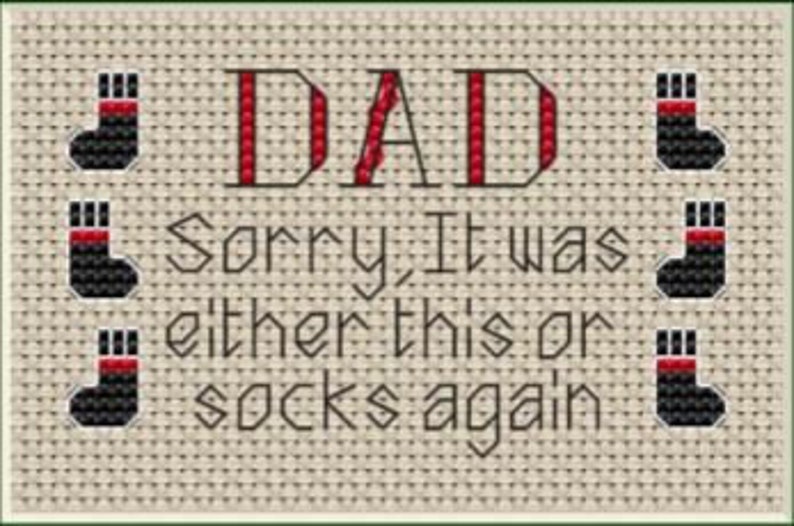 Sock It To Him Fathers Day Card Cross Stitch Design image 1