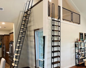 9 Foot Retractable Loft Ladder, Steel & Wood, Easy Install